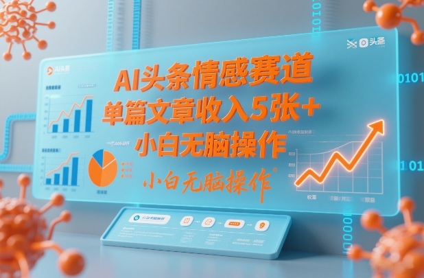 AI头条情感赛道，单篇文章收入5张+，小白无脑操作-靠谱项目库