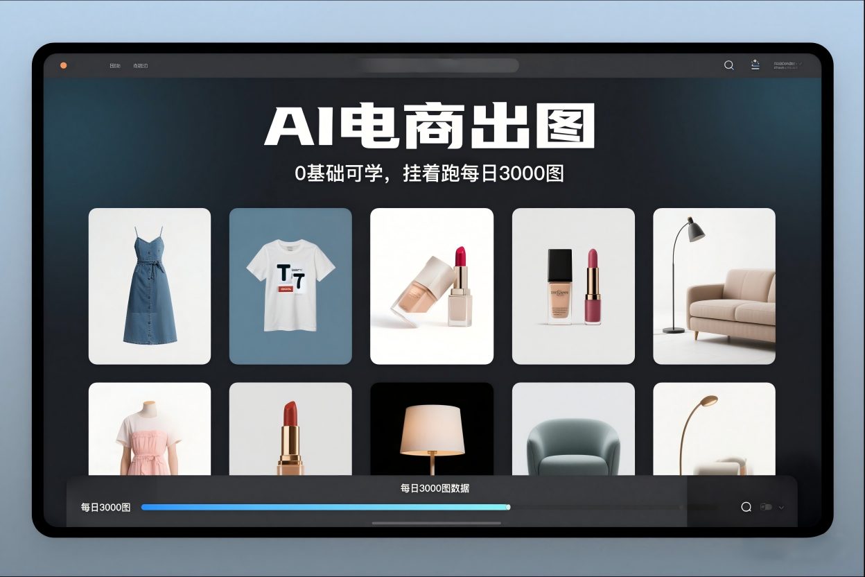 AI电商出图，0基础可学，挂着跑每日3000图-靠谱项目库