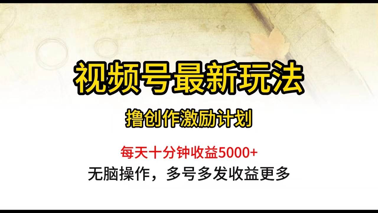 (10087期)视频号最新玩法,每日一小时月入5000+-靠谱项目库