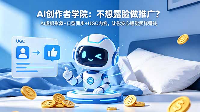 （18599期）AI创作者学院：不想露脸做推广？AI虚拟形象+口型同步+UGC内容，让你安心睡觉照样赚钱-靠谱项目库
