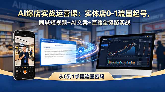 (18451期)AI爆店实战运营课:实体店0-1流量起号,同城短视频+AI文案+直播全链路实战-靠谱项目库