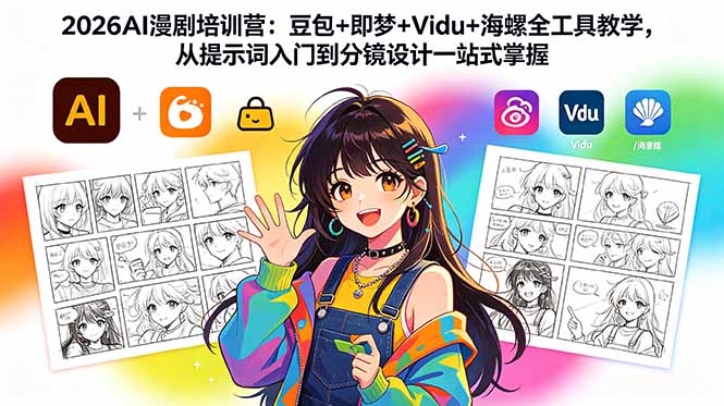 （18607期）2026AI漫剧培训营：豆包+即梦+Vidu+海螺全工具教学，从提示词入门到分镜设计一站式掌握-靠谱项目库