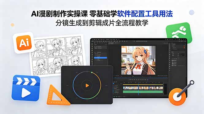 （18605期）AI漫剧制作实操课 零基础学软件配置工具用法 分镜生成到剪辑成片全流程教学-靠谱项目库