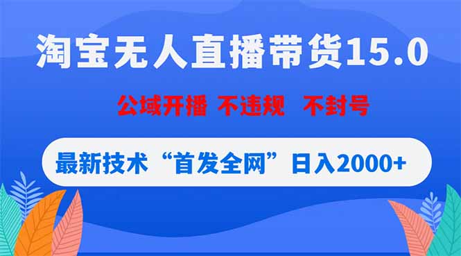 （18562期）淘宝无人直播带货15.0，不封号，不违规，公域玩法，首发全网日入2000+-靠谱项目库