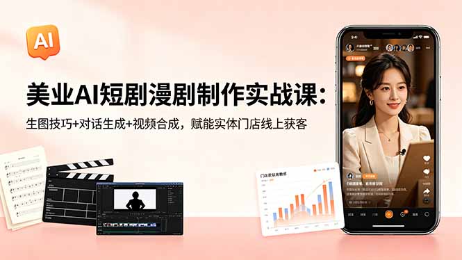 （18536期）美业AI短剧漫剧制作实战课：生图技巧+对话生成+视频合成，赋能实体门店线上获客-靠谱项目库