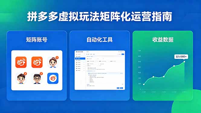 （18361期）闭眼可复制的拼多多虚拟玩法，矩阵化运营，长期稳定日入 1000+-靠谱项目库