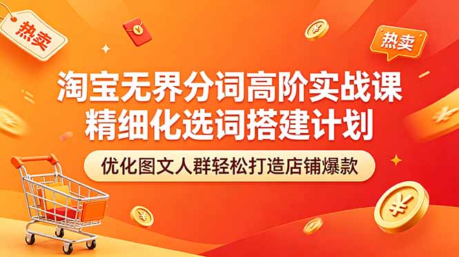 （18564期）淘宝无界分词高阶实战课 精细化选词搭建计划 优化图文人群轻松打造店铺爆款-靠谱项目库