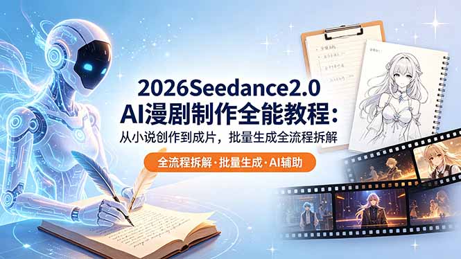 （18537期）2026Seedance2.0 AI制作全能教程：从小说创作到成片，批量生成全流程拆解-靠谱项目库