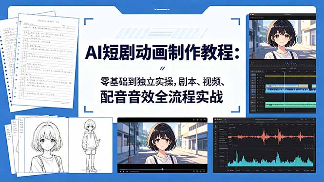 （18351期）AI短剧动画制作教程：零基础到独立实操，剧本、视频、配音音效全流程实战-靠谱项目库