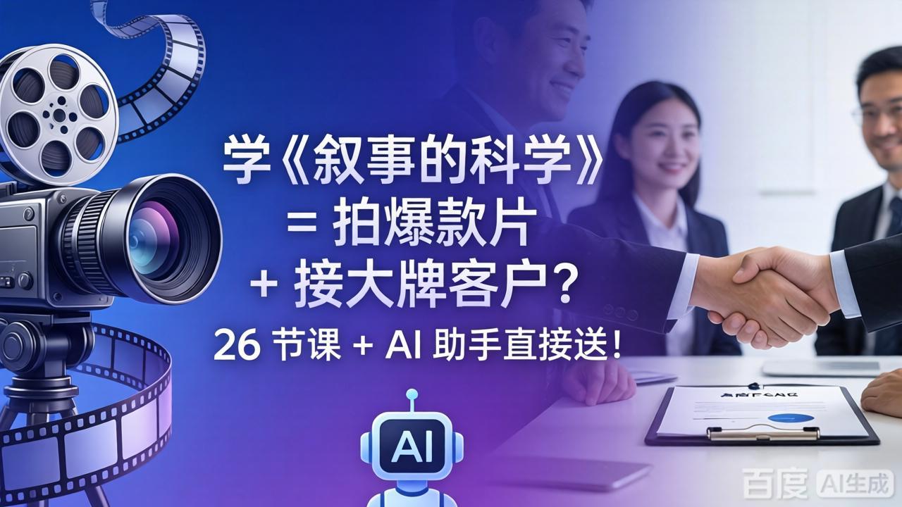 （18302期）学《叙事的科学》= 拍爆款片 + 接大牌客户？26 节课 + AI 助手直接送！-靠谱项目库
