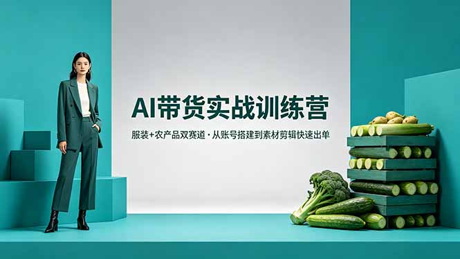 （18355期）AI带货实战训练营，服装+农产品双赛道，从账号搭建到素材剪辑快速出单-靠谱项目库