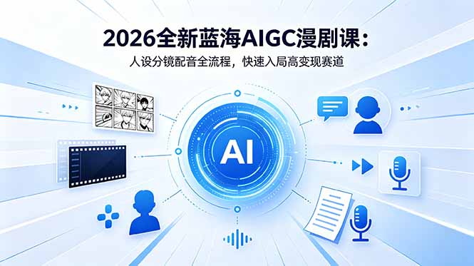 （18621期）2026全新蓝海AIGC漫剧课：人设分镜配音全流程，快速入局高变现赛道-靠谱项目库