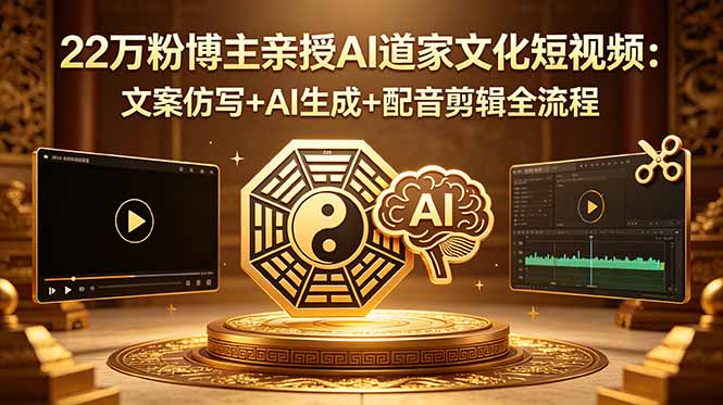 （18580期）22万粉博主亲授AI道家文化短视频：文案仿写+AI生成+配音剪辑全流程-靠谱项目库
