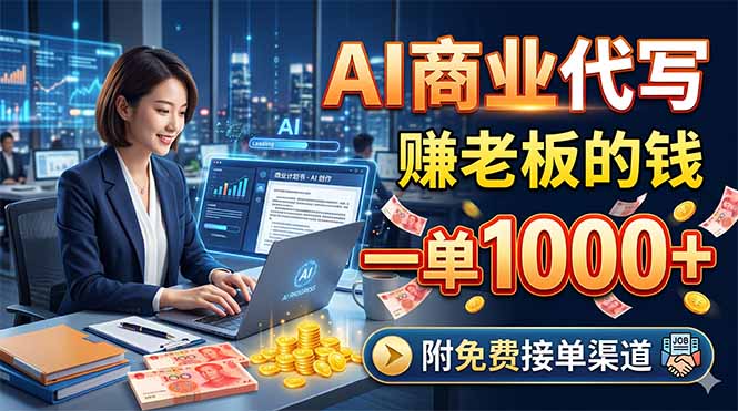 （18444期）AI商业代写，赚老板的钱，一单1000+，附免费接单渠道-靠谱项目库