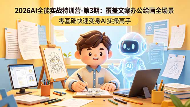 （18572期）2026AI全能实战特训营-第3期：覆盖文案办公绘画全场景 零基础快速变身AI实操高手-靠谱项目库