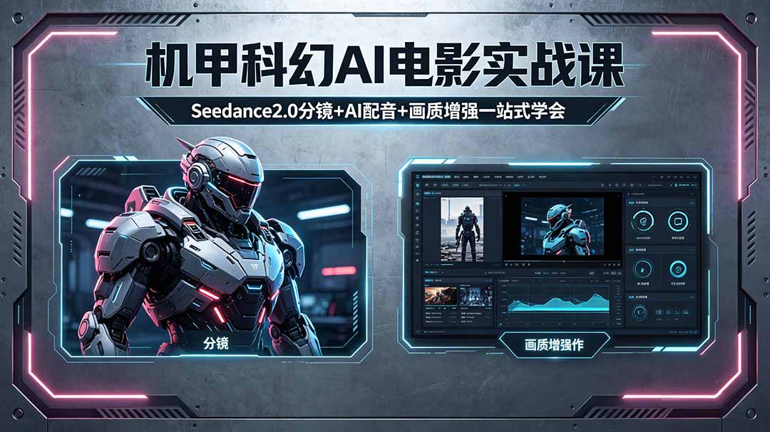 （18298期）机甲科幻 AI 电影实战课，Seedance2.0 分镜 + AI 配音 + 画质增强一站式学会-靠谱项目库