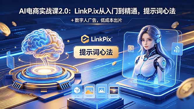 （18655期）AI 电商实战课2.0｜LinkPix 从入门到精通，提示词心法 + 数字人广告，低成本出片-靠谱项目库