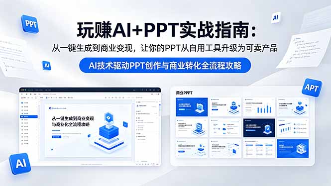 （18448期）玩赚AI+PPT实战指南-更新5月13：从一键生成到商业变现，让你的PPT从自用工具升级为可卖产品-靠谱项目库