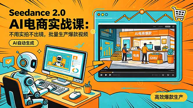 （18433期）Seedance 2.0 AI电商实战课：不用实拍不出镜，批量生产爆款视频打爆GMV-靠谱项目库