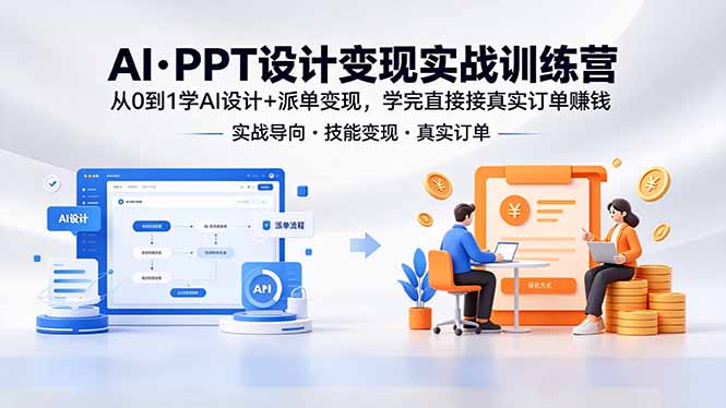 (18458期)AI·PPT设计变现实战训练营,从0到1学AI设计+派单变现,学完直接接真实订单赚钱-靠谱项目库