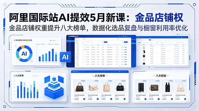 （18556期）阿里国际站AI提效5月新课：金品店铺权重提升八大榜单，数据化选品复盘与橱窗利用率优化-靠谱项目库