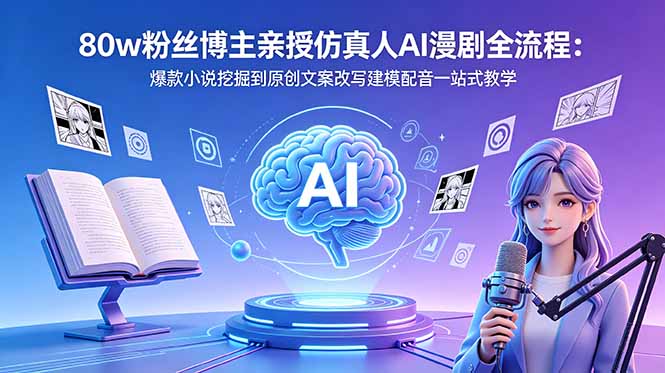 （18581期）80w粉丝博主亲授仿真人AI漫剧全流程：爆款小说挖掘到原创文案改写建模配音一站式教学-靠谱项目库