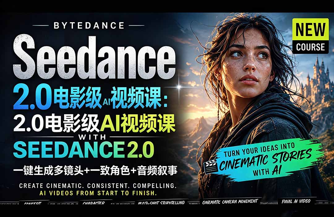 （18415期）Seedance 2.0电影级AI视频课：一键生成多镜头+一致角色+音频叙事-靠谱项目库