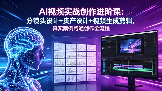（18596期）AI视频实战创作进阶课：分镜头设计+资产设计+视频生成剪辑，真实案例跑通创作全流程-靠谱项目库