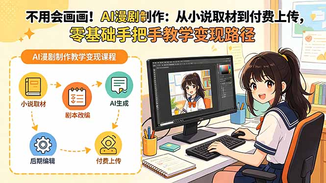 （18439期）不用会画画！AI漫剧制作：从小说取材到付费上传，零基础手把手教学变现路径-靠谱项目库