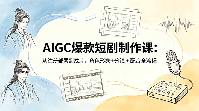 （18676期）AIGC爆款短剧制作课：从注册部署到成片，角色形象+分镜+配音全流程-靠谱项目库