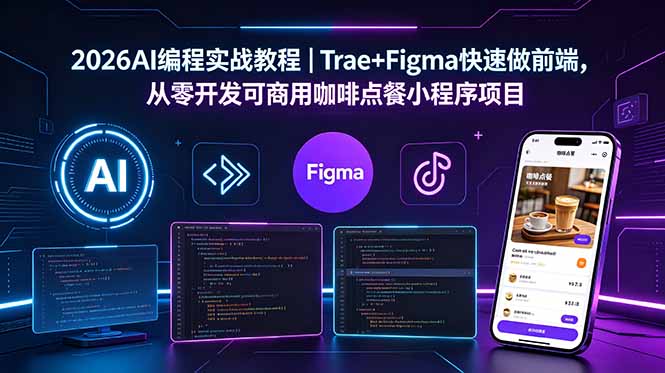 （18627期）2026AI编程实战教程｜Trae+Figma快速做前端，从零开发可商用咖啡点餐小程序项目-靠谱项目库