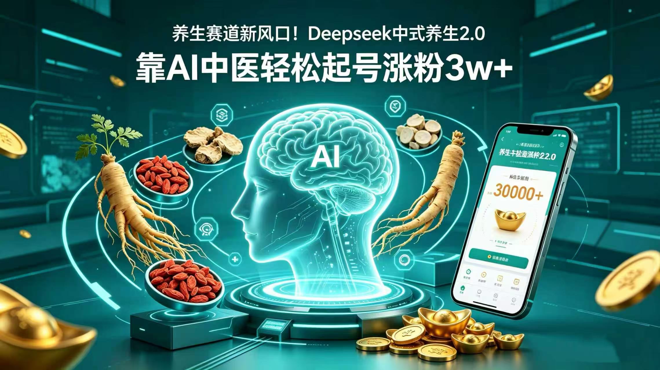 养生赛道新风口！Deepseek 中式养生 2.0，靠 AI 中医轻松起号涨粉 3w+-靠谱项目库