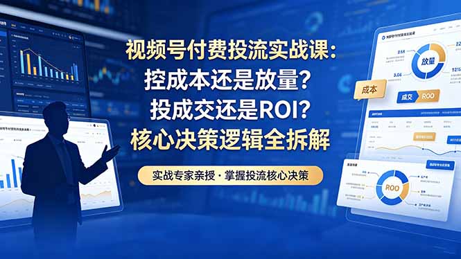 （18462期）视频号付费投流实战课-5月：控成本还是放量？投成交还是ROI？核心决策逻辑全拆解-靠谱项目库