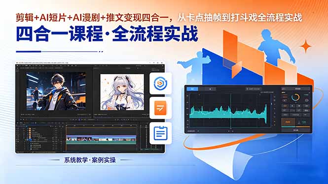 （18463期）剪辑+AI短片+AI漫剧+推文变现四合一，从卡点抽帧到打斗戏全流程实战-靠谱项目库