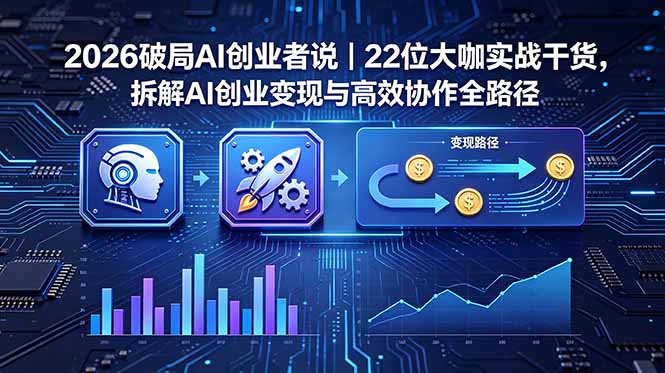 （18628期）2026 破局 AI 创业者说｜22 位大咖实战干货，拆解 AI 创业变现与高效协作全路径-靠谱项目库