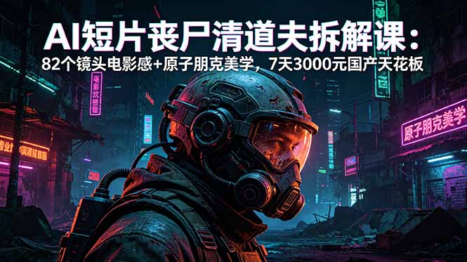 （18649期）AI短片《丧尸清道夫》拆解课：82个镜头电影感+原子朋克美学，7天3000元国产天花板-靠谱项目库