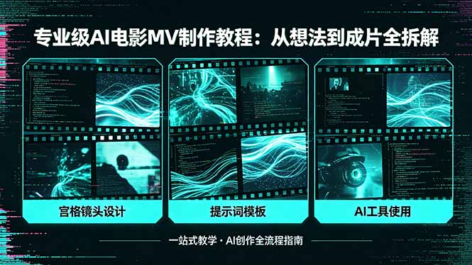 （18295期）专业级AI电影MV制作教程，从想法到成片全拆解，宫格镜头+提示词模板+AI工具一站式教学-靠谱项目库