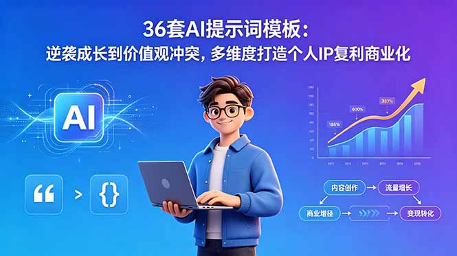 （18630期）36套AI提示词模板：逆袭成长到价值观冲突，多维度打造个人IP复利商业化-靠谱项目库