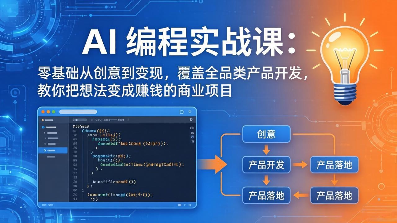 （18393期）AI编程实战课-第三期-5月9更新：零基础从创意到变现，覆盖全品类产品开发，把想法变成赚钱项目-靠谱项目库