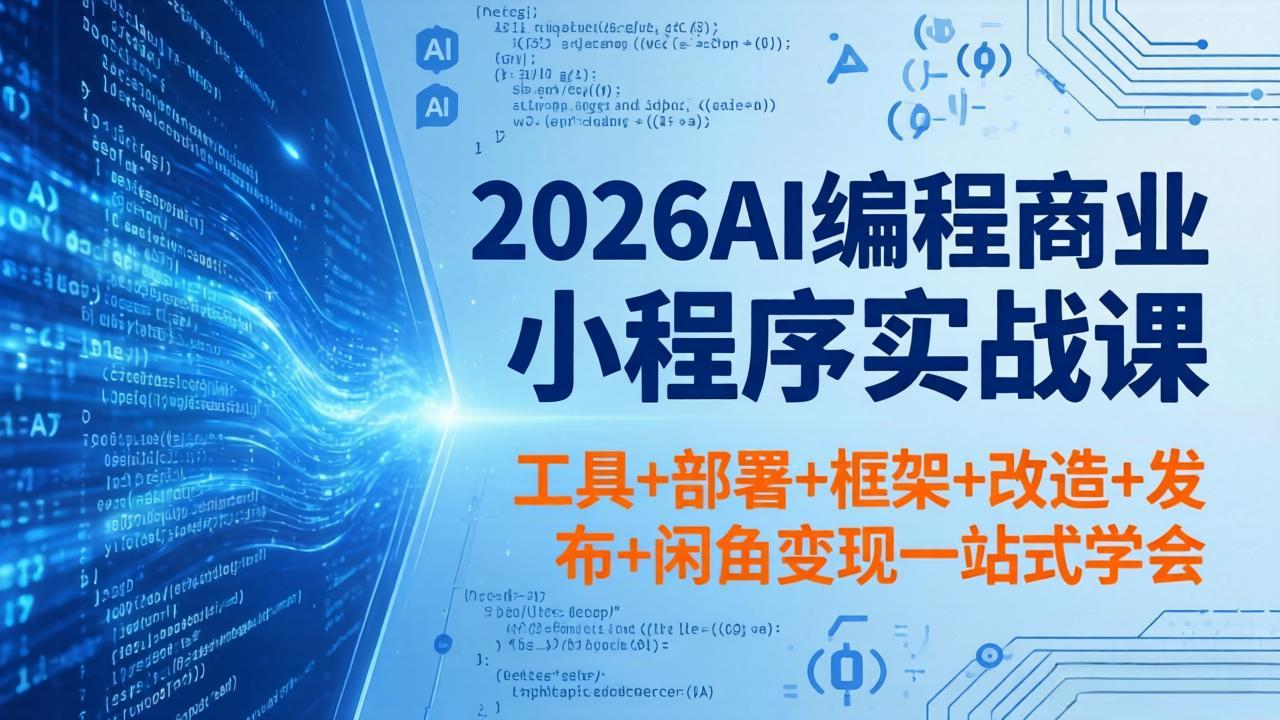 （18293期）2026AI编程商业小程序实战课，工具+部署+框架+改造+发布+闲鱼变现一站式学会-靠谱项目库