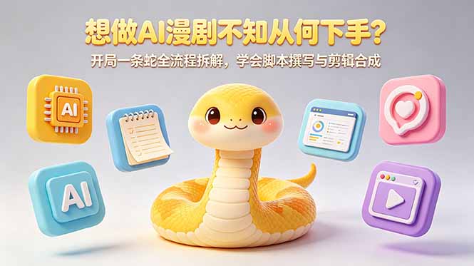 （18550期）想做AI漫剧不知从何下手？开局一条蛇全流程拆解，学会脚本撰写与剪辑合成-靠谱项目库