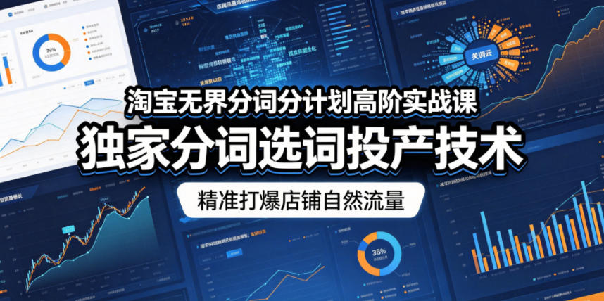 淘宝无界分词分计划高阶实战课，独家分词选词投产技术，精准打爆店铺自然流量-靠谱项目库