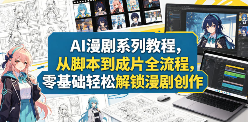 AI漫剧系列教程，从脚本到成片全流程，零基础轻松解锁漫剧创作-靠谱项目库