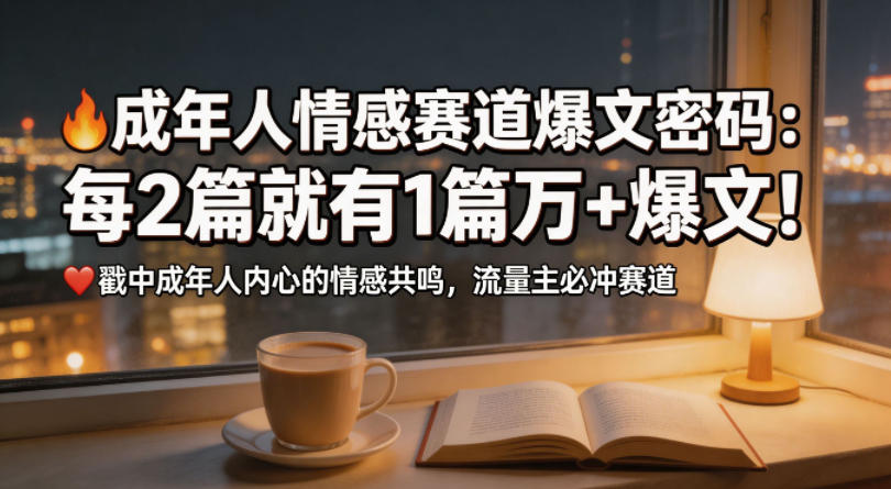 公众号流量主成年人情感心理赛道,流量最大,受众最广的主流赛道之一,平均每2篇就有1篇万爆文章-靠谱项目库