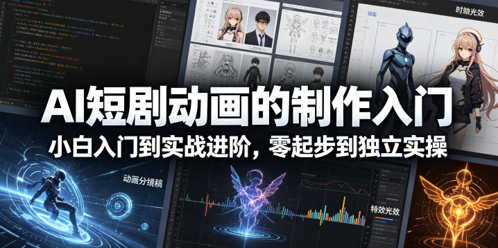 AI短剧动画的制作入门，小白入门到实战进阶，零起步到独立实操-靠谱项目库