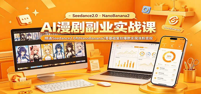 AI漫剧副业实战课：精通Seedance2.0与NanoBanana2零基础复刻爆款实现涨粉变现-靠谱项目库