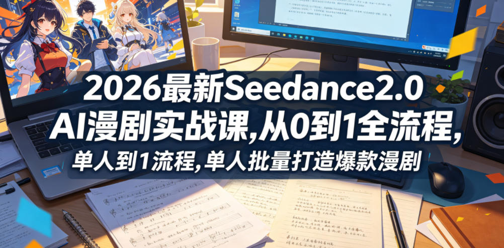 2026最新Seedance2.0 AI漫剧实战课,，从0到1全流程，单人批量打造爆款漫剧-靠谱项目库