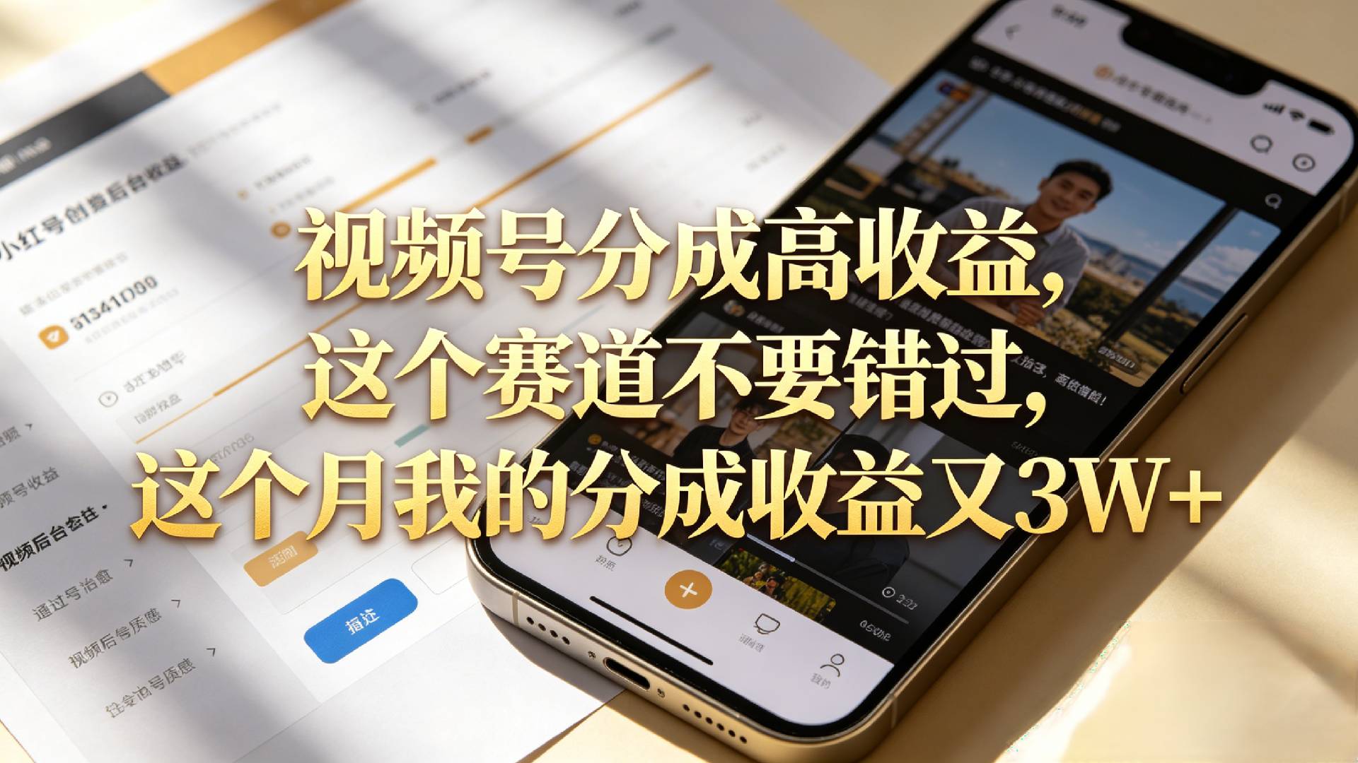 想要【视频号分成高收益】,这个赛道不要错过,这个月我的分成收益又3W+-靠谱项目库