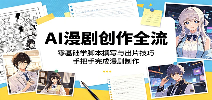 AI漫剧创作全流：零基础学脚本撰写与出片技巧，手把手完成漫剧制作-靠谱项目库