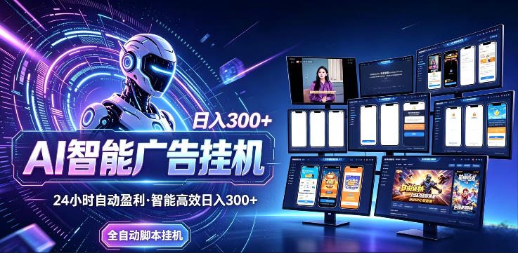 AI智能广告挂G项目，无需人工，单机稳定日入200+，可矩阵放大，24小时不间断刷广告賺收益【揭秘】-靠谱项目库
